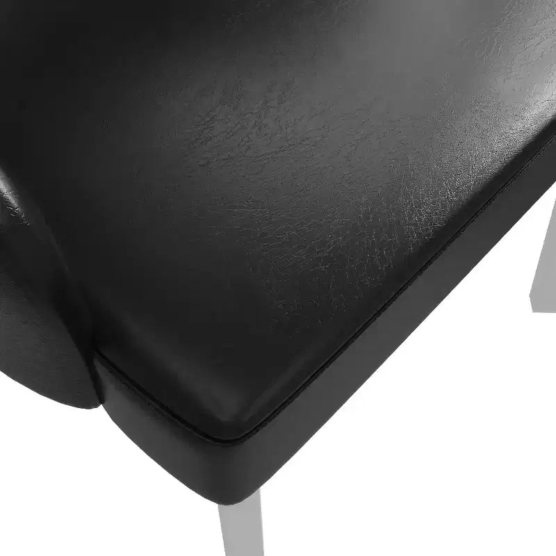 LeisureMod Ethos Modern Dining Chairs Set of 2 Leather Seats with Curved Back and Black Iron Legs, Seating for Kitchen, Dining Room, Cafe