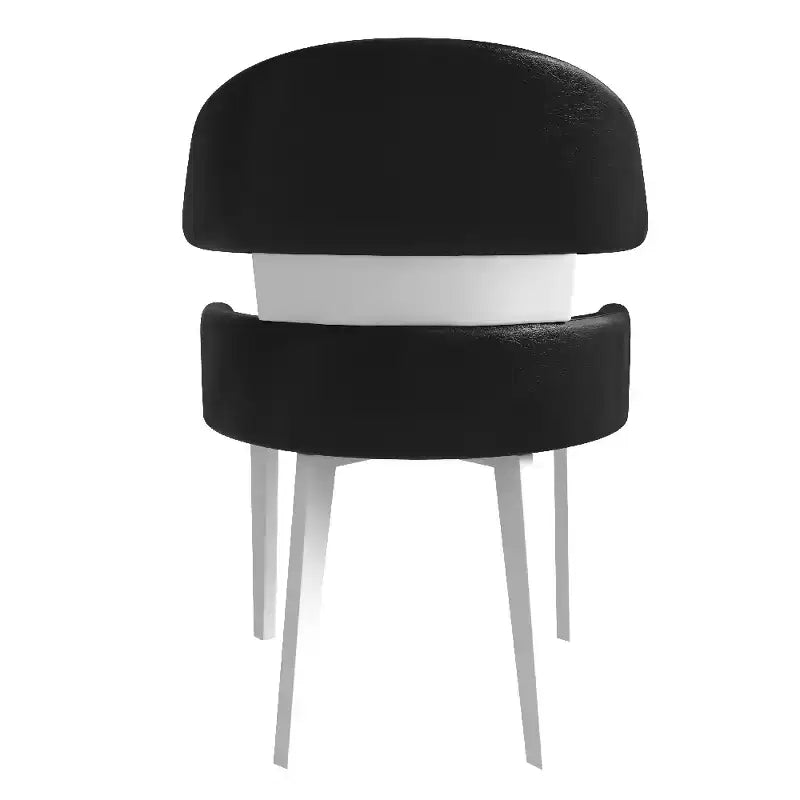 LeisureMod Ethos Modern Dining Chairs Set of 2 Leather Seats with Curved Back and Black Iron Legs, Seating for Kitchen, Dining Room, Cafe