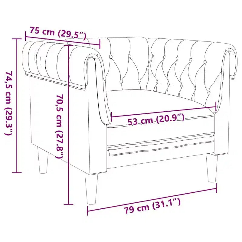vidaXL Chesterfield Sofa Chair Upholstered Settee Living Room Furniture Fabric - Brown Sofa