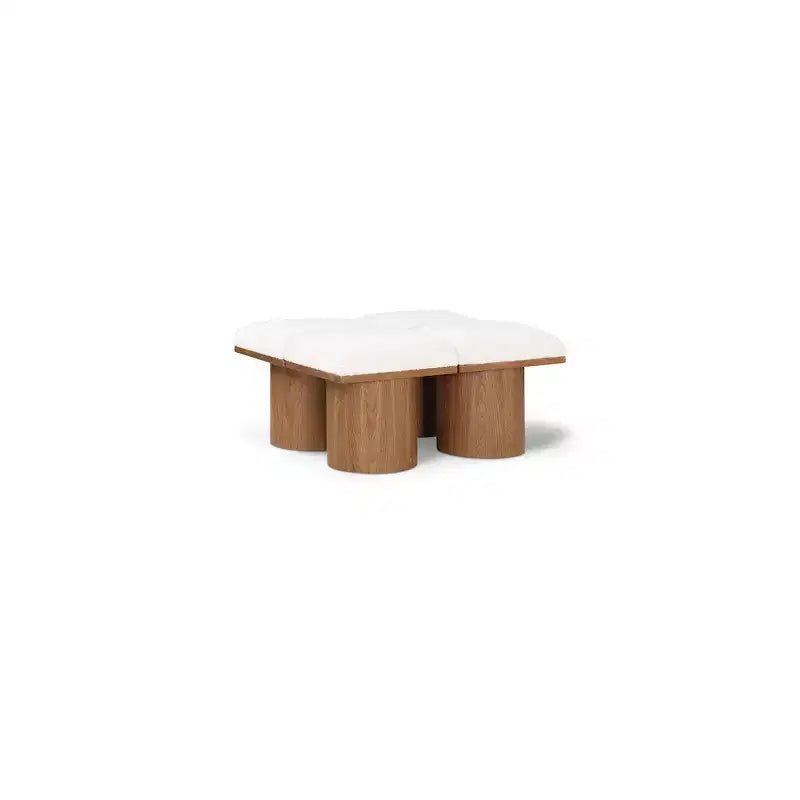 Meridian Furniture,Pavilion Cream Boucle Fabric Bench