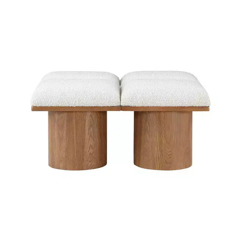 Meridian Furniture,Pavilion Cream Boucle Fabric Bench