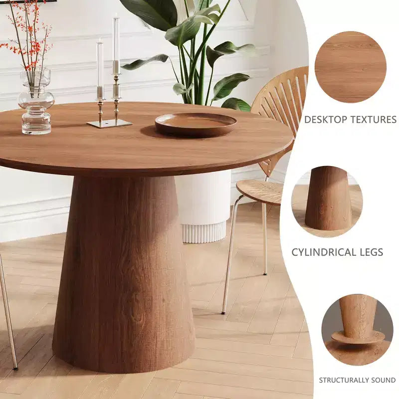 GDFStudio Shenhe Modern Wooden Round Dining Table