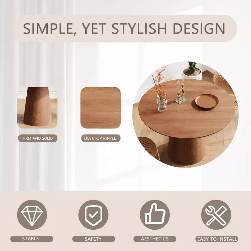 GDFStudio Shenhe Modern Wooden Round Dining Table