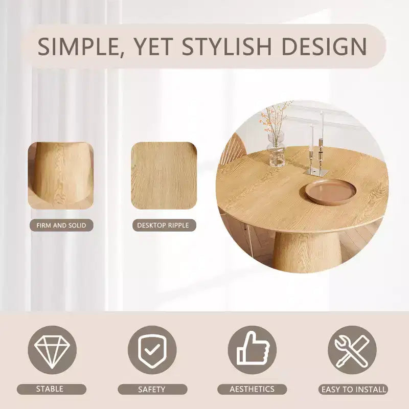 GDFStudio Shenhe Modern Wooden Round Dining Table