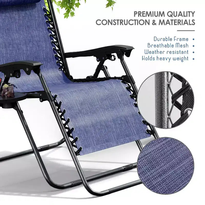 Nestl Zero Gravity Chairs, Reclining Camping Chair, Folding Outdoor Chair with Pillow & Cup Holder Tray