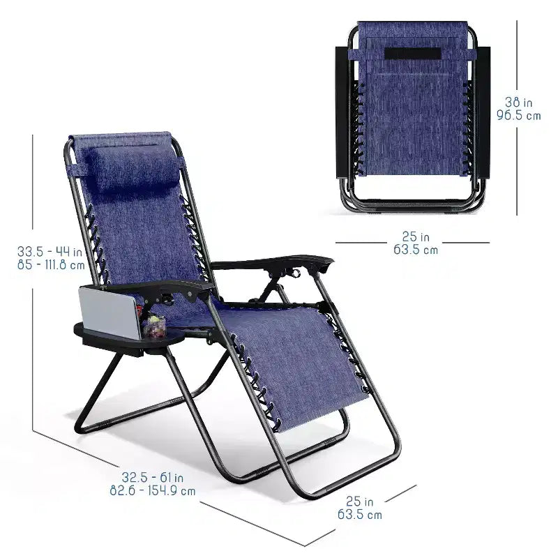 Nestl Zero Gravity Chairs, Reclining Camping Chair, Folding Outdoor Chair with Pillow & Cup Holder Tray
