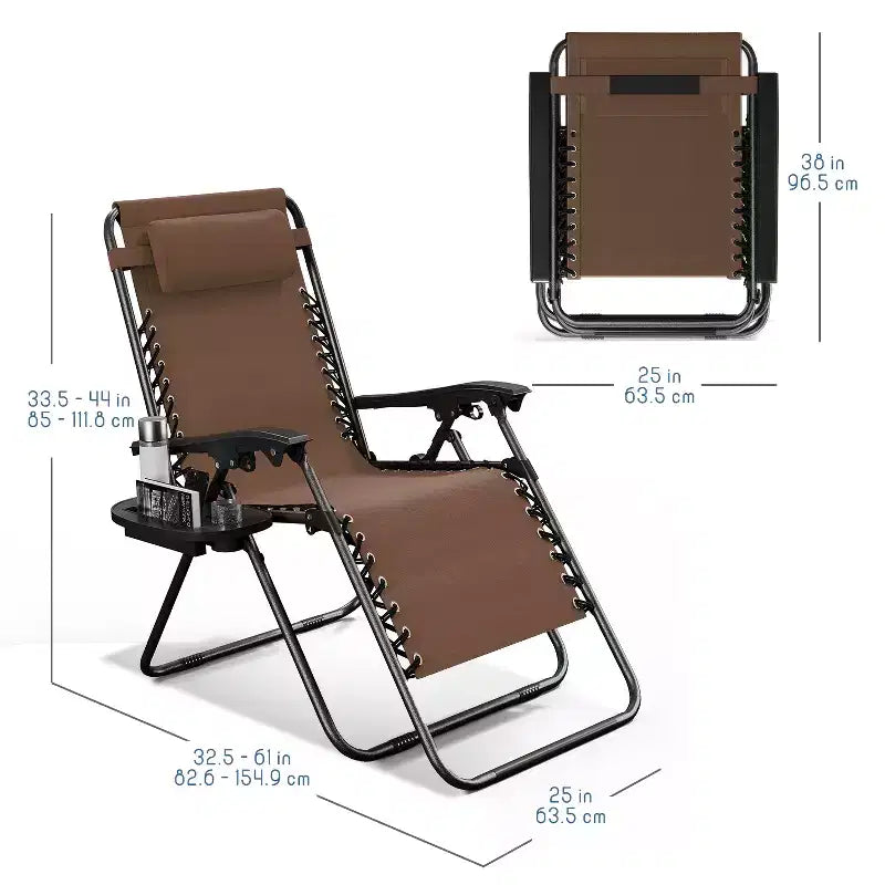 Nestl Zero Gravity Chairs, Reclining Camping Chair, Folding Outdoor Chair with Pillow & Cup Holder Tray