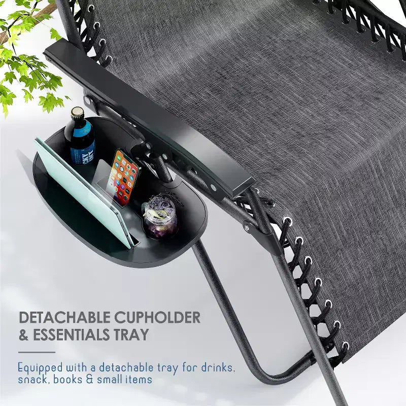 Nestl Zero Gravity Chairs, Reclining Camping Chair, Folding Outdoor Chair with Pillow & Cup Holder Tray