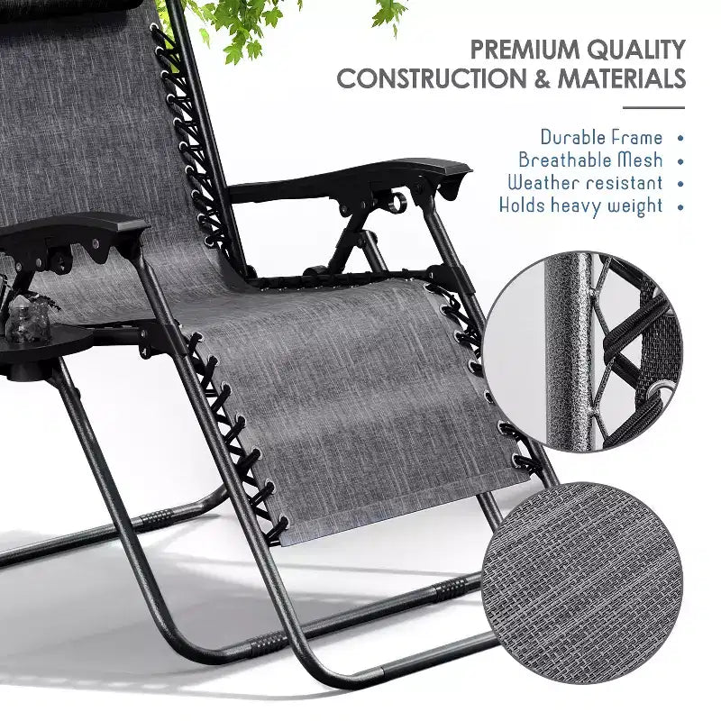 Nestl Zero Gravity Chairs, Reclining Camping Chair, Folding Outdoor Chair with Pillow & Cup Holder Tray