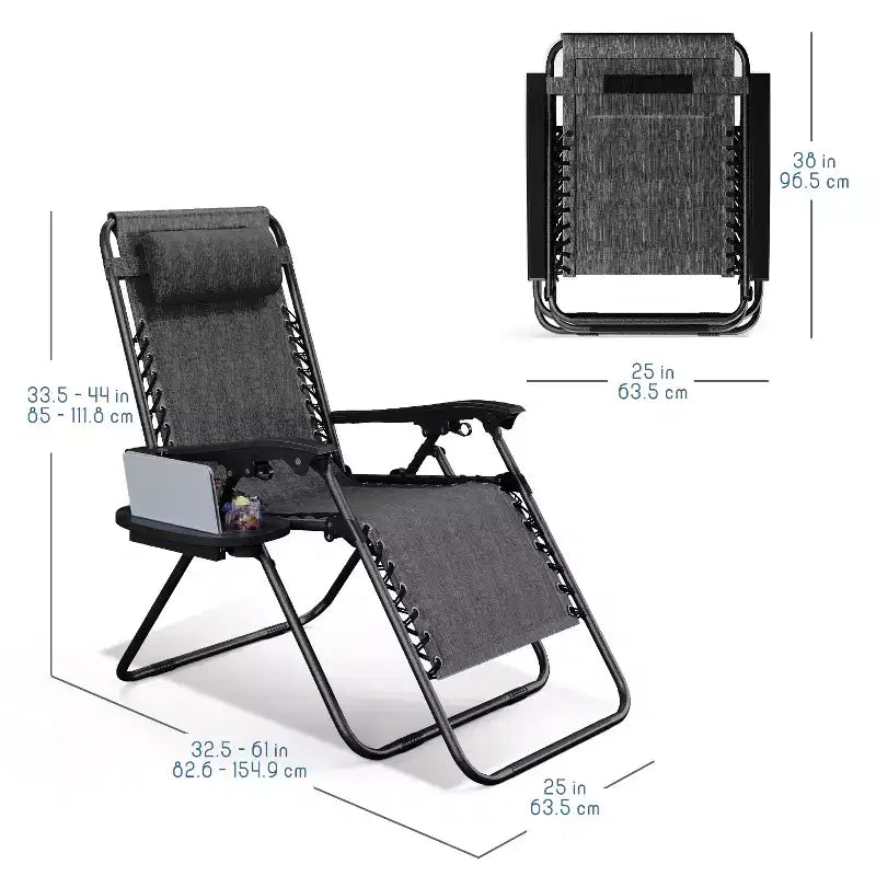 Nestl Zero Gravity Chairs, Reclining Camping Chair, Folding Outdoor Chair with Pillow & Cup Holder Tray