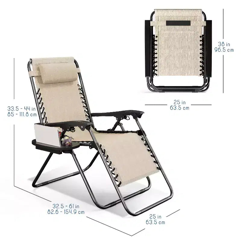 Nestl Zero Gravity Chairs, Reclining Camping Chair, Folding Outdoor Chair with Pillow & Cup Holder Tray