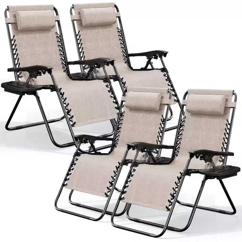 Nestl Zero Gravity Chairs, Reclining Camping Chair, Folding Outdoor Chair with Pillow & Cup Holder Tray