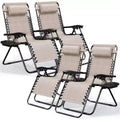 Nestl Zero Gravity Chairs, Reclining Camping Chair, Folding Outdoor Chair with Pillow & Cup Holder Tray