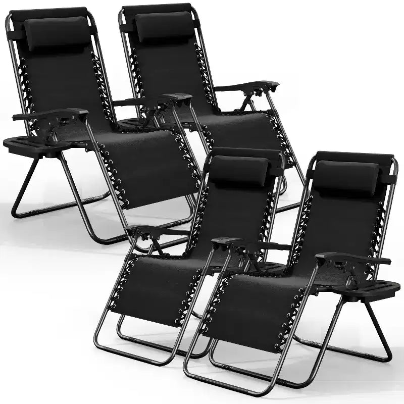 Nestl Zero Gravity Chairs, Reclining Camping Chair, Folding Outdoor Chair with Pillow & Cup Holder Tray
