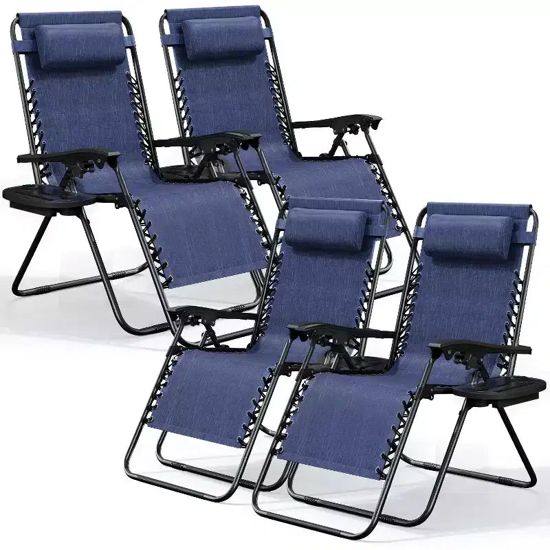 Nestl Zero Gravity Chairs, Reclining Camping Chair, Folding Outdoor Chair with Pillow & Cup Holder Tray
