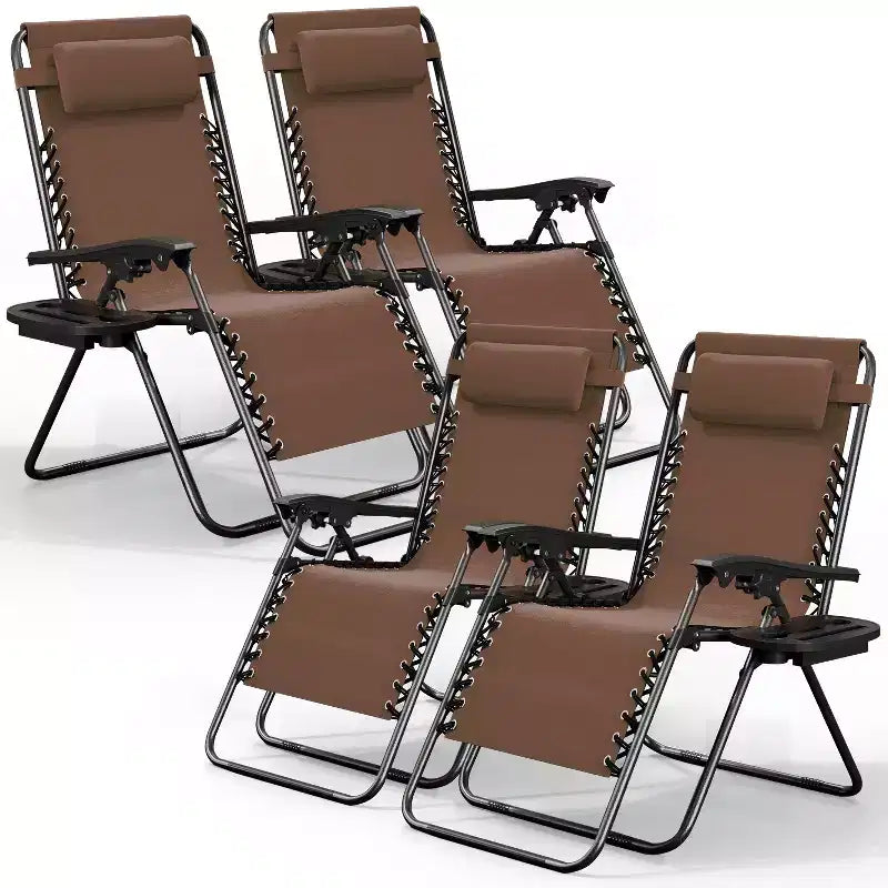 Nestl Zero Gravity Chairs, Reclining Camping Chair, Folding Outdoor Chair with Pillow & Cup Holder Tray