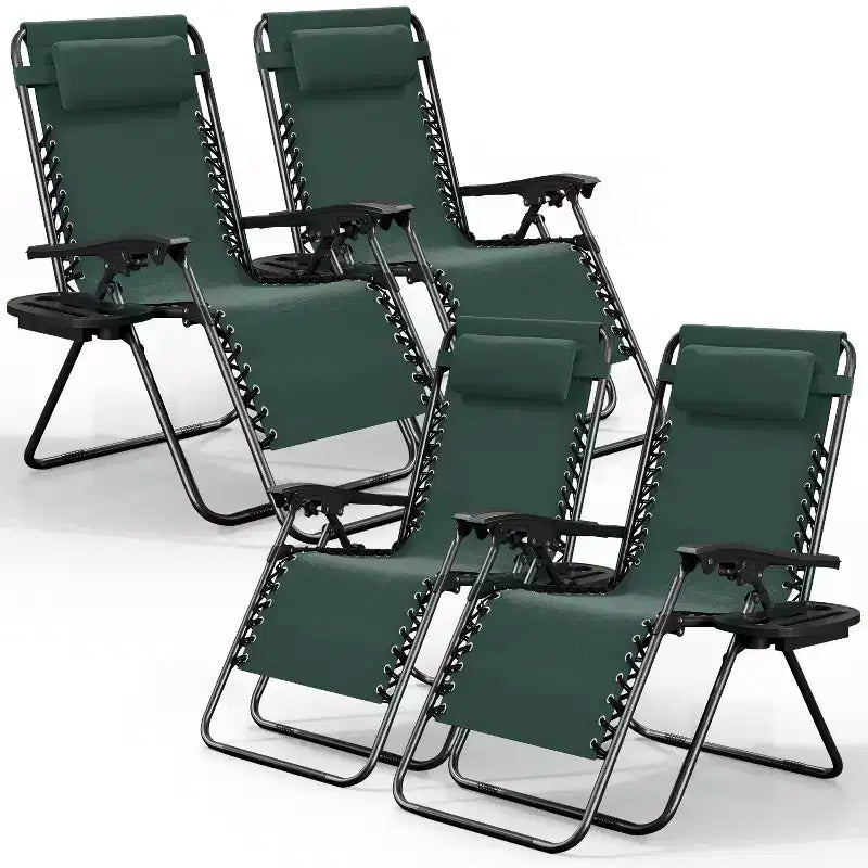 Nestl Zero Gravity Chairs, Reclining Camping Chair, Folding Outdoor Chair with Pillow & Cup Holder Tray