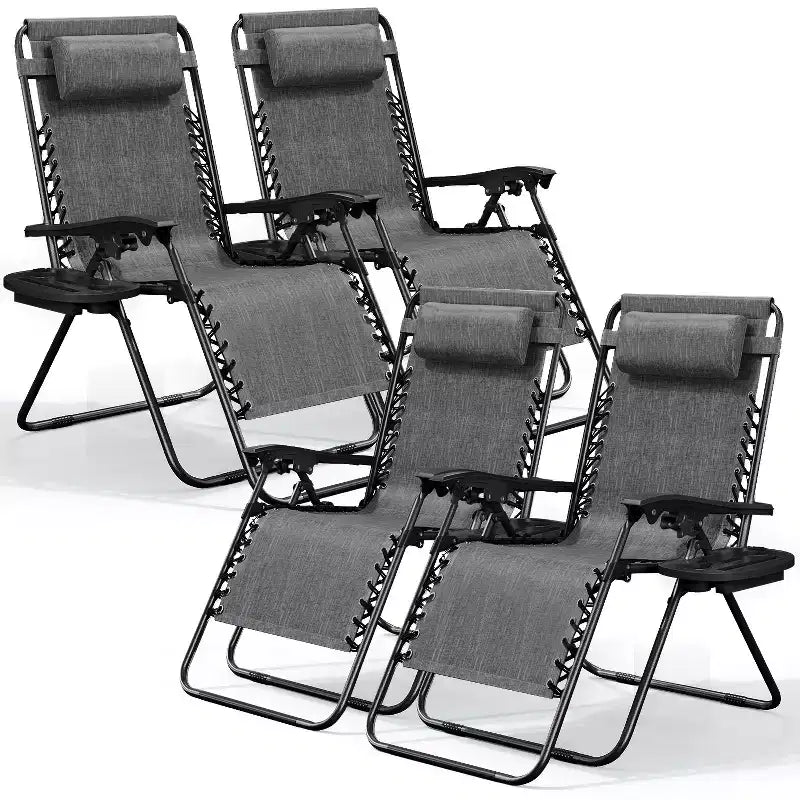 Nestl Zero Gravity Chairs, Reclining Camping Chair, Folding Outdoor Chair with Pillow & Cup Holder Tray