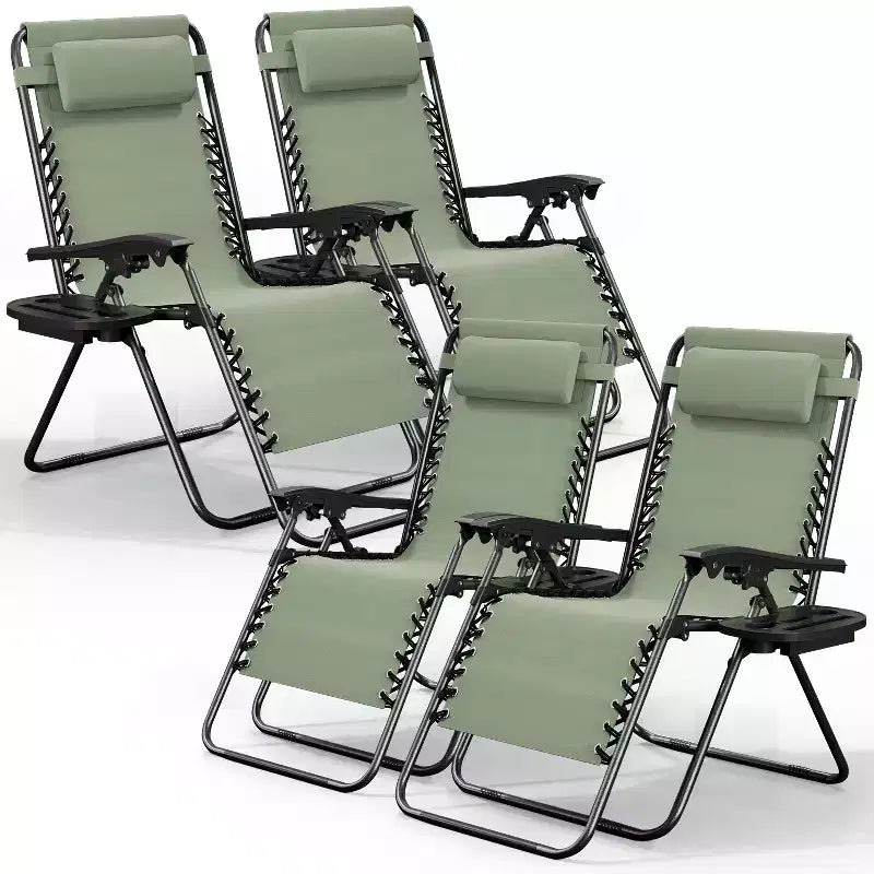 Nestl Zero Gravity Chairs, Reclining Camping Chair, Folding Outdoor Chair with Pillow & Cup Holder Tray