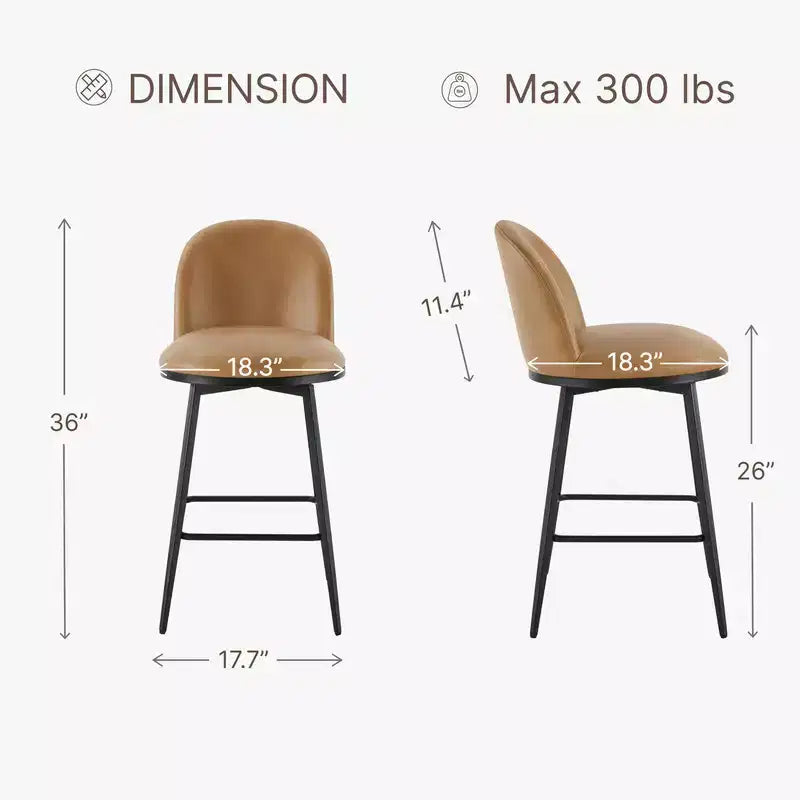 Spruce&Spring 26 in Swivel Counter Bar Stool with Metal Frame