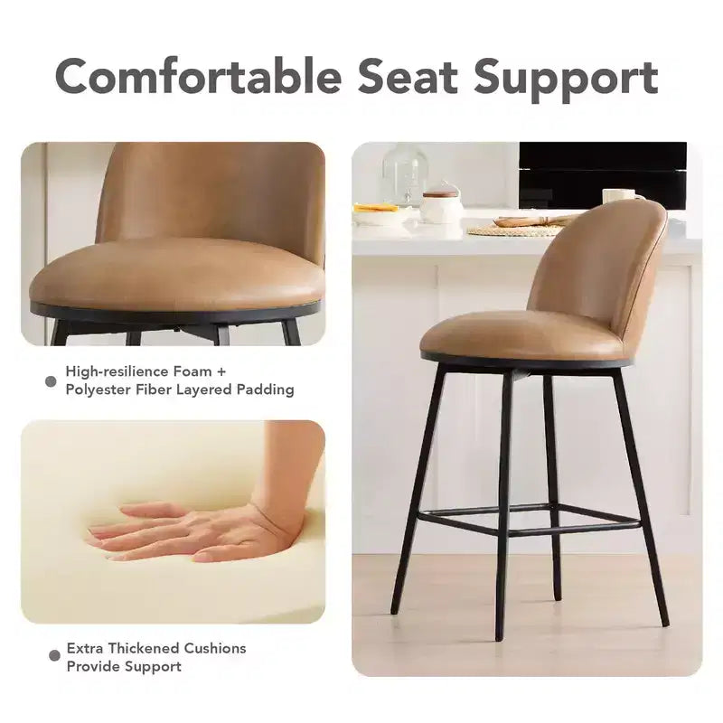Spruce&Spring 26 in Swivel Counter Bar Stool with Metal Frame