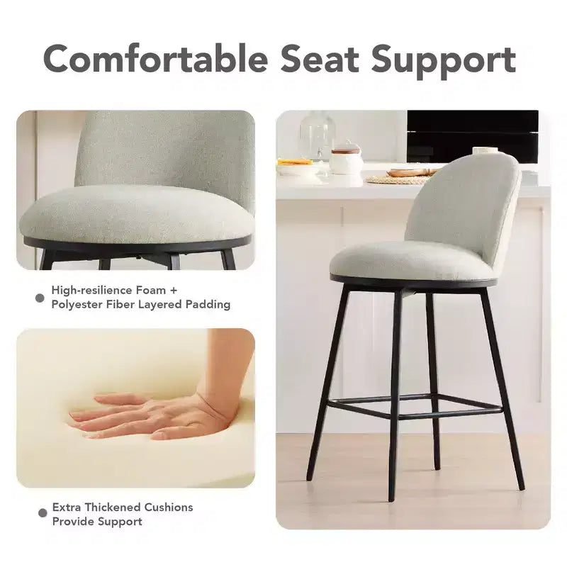 Spruce&Spring 26 in Swivel Counter Bar Stool with Metal Frame