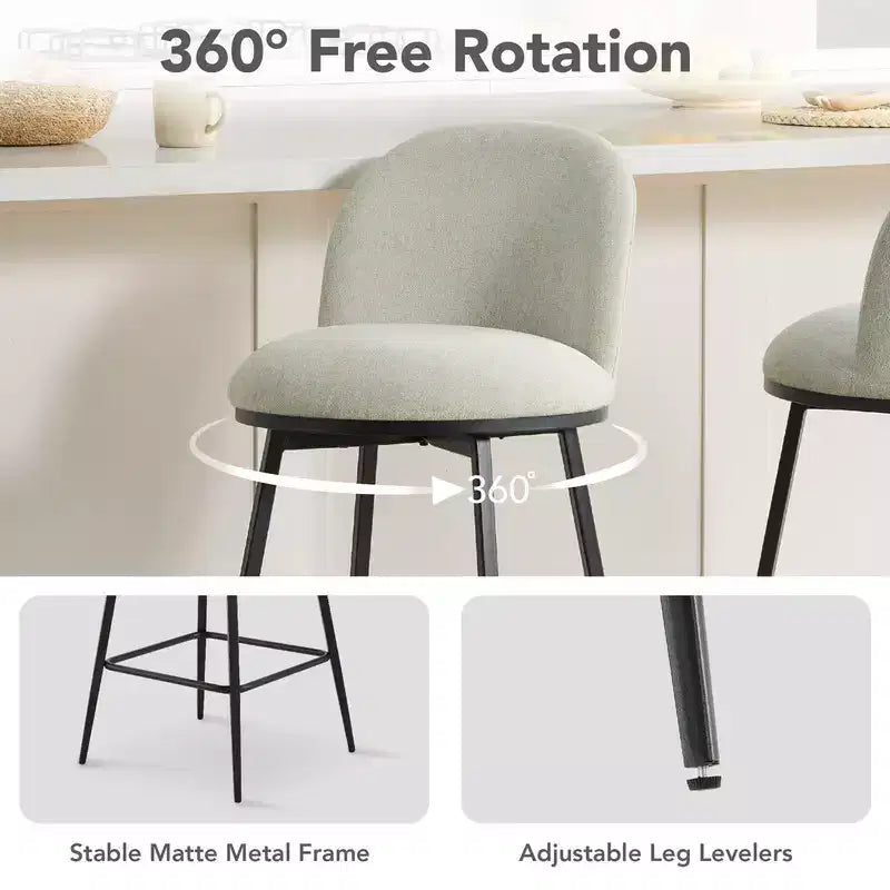 Spruce&Spring 26 in Swivel Counter Bar Stool with Metal Frame