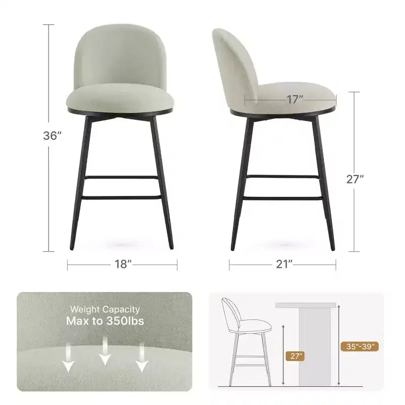 Spruce&Spring 26 in Swivel Counter Bar Stool with Metal Frame