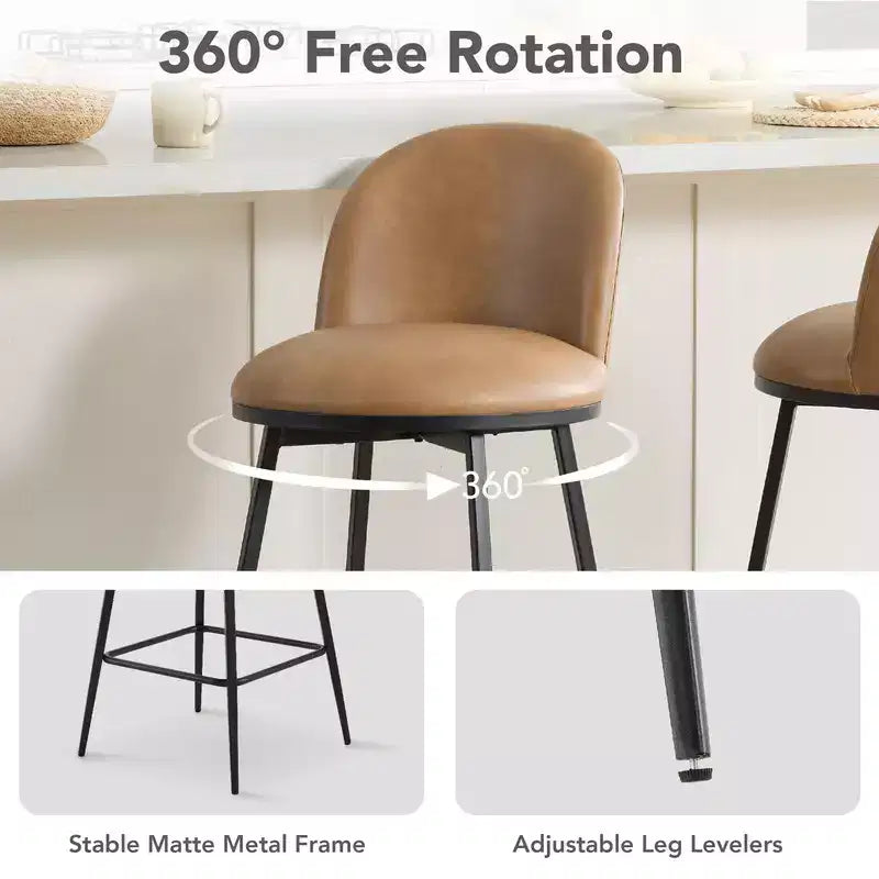 Spruce&Spring 26 in Swivel Counter Bar Stool with Metal Frame