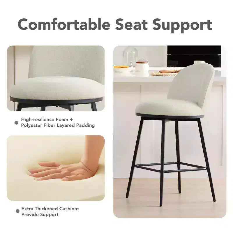 Spruce&Spring 26 in Swivel Counter Bar Stool with Metal Frame