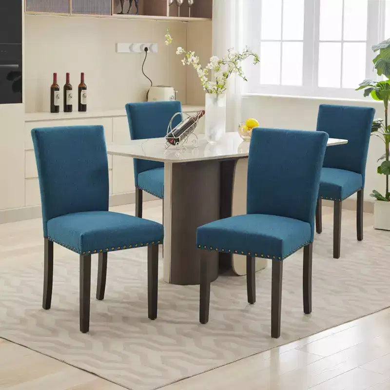Modern Dining Chairs Set of 2, Upholstered Fabric Kitchen Chairs with Nailhead Trim, Comfortable Dining Chairs for Small Space Apartment, Home