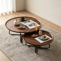 Table basse ronde, Table de salon en bois avec cadre en métal