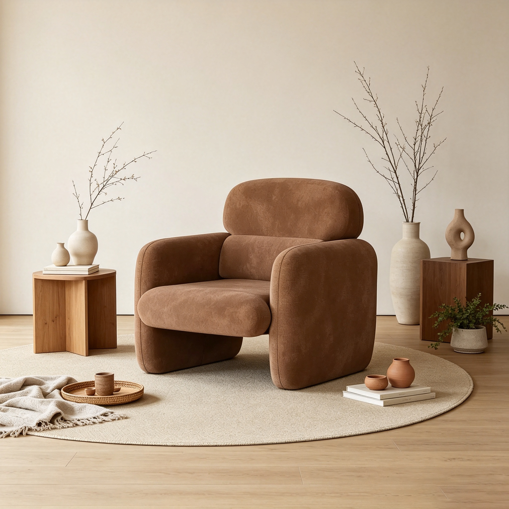 Fauteuil d'appoint moderne, Fauteuil de salon à structure en bois, Fauteuil de lecture confortable